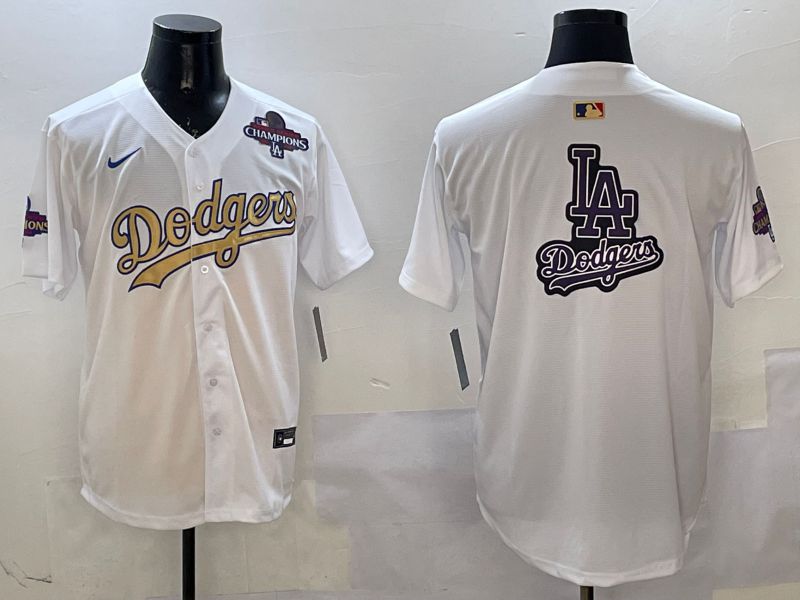 Men Los Angeles Dodgers Blank White Champion gold character 2025 Nike MLB Jersey style 20->los angeles dodgers->MLB Jersey